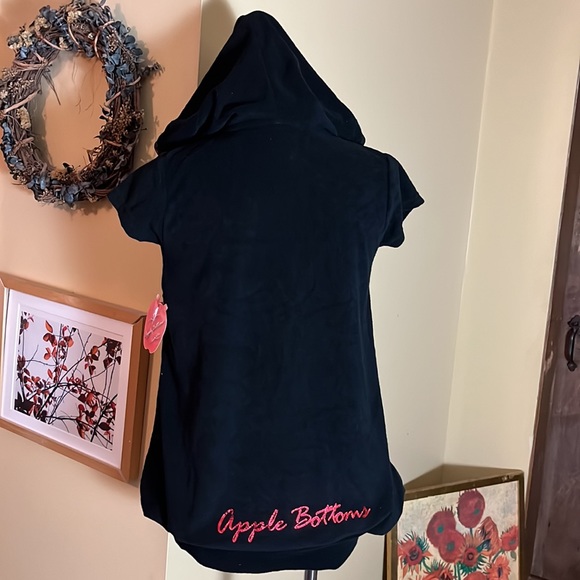 Vtg Y2k APPLE BOTTOM Size Small Hoodie Logo SPELL-OUT BUMM TerryCloth Tie NEW - Picture 3 of 16